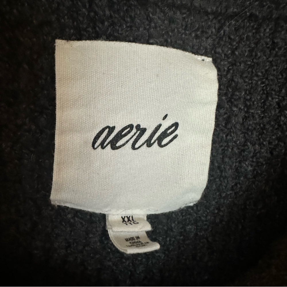 Aerie Cozy Up Waffle Knit Oversized Quarter Zip Sweater EUC XXL - Picture 8 of 9